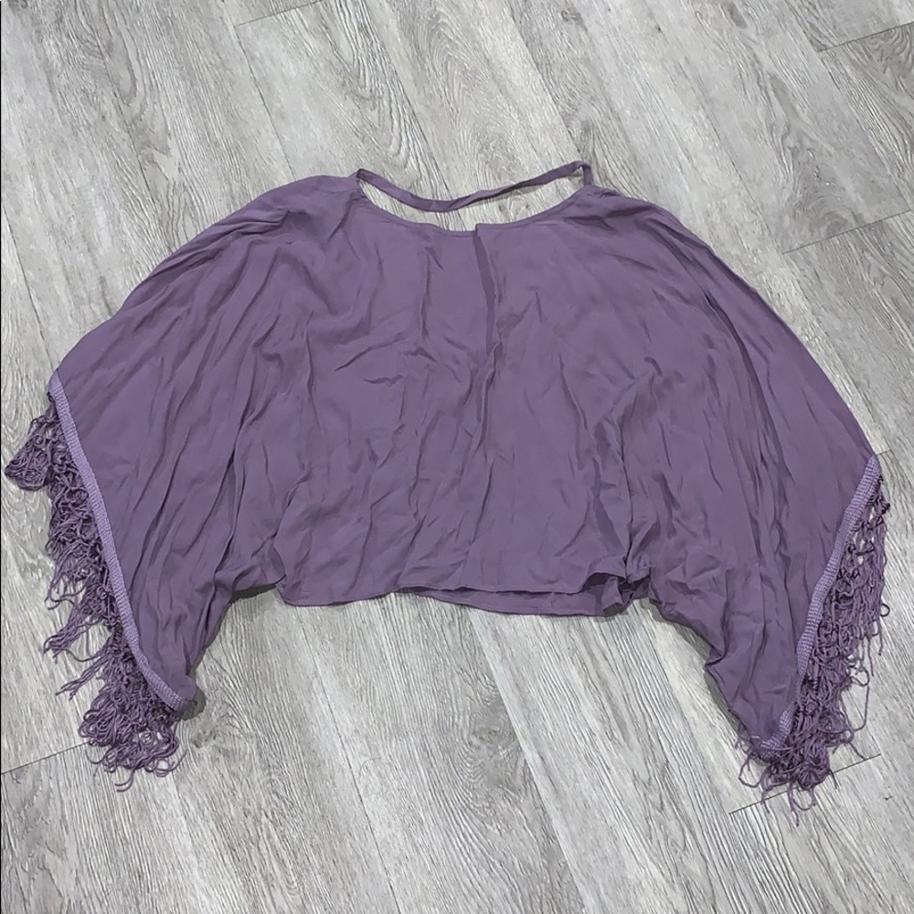 Purple crop top with fringe details